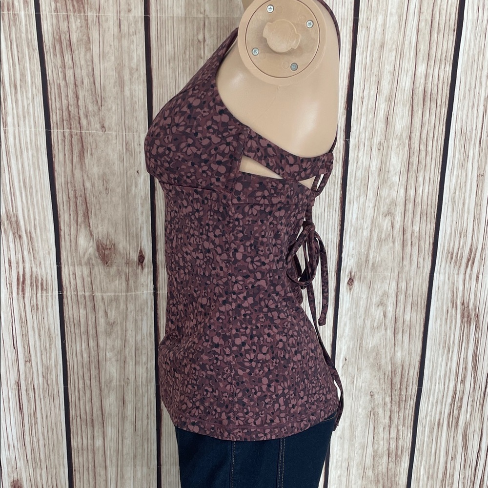 Athleta Women's Triangle Tankini - Dark Black & Maroon Print Size Medium - Picture 3 of 6